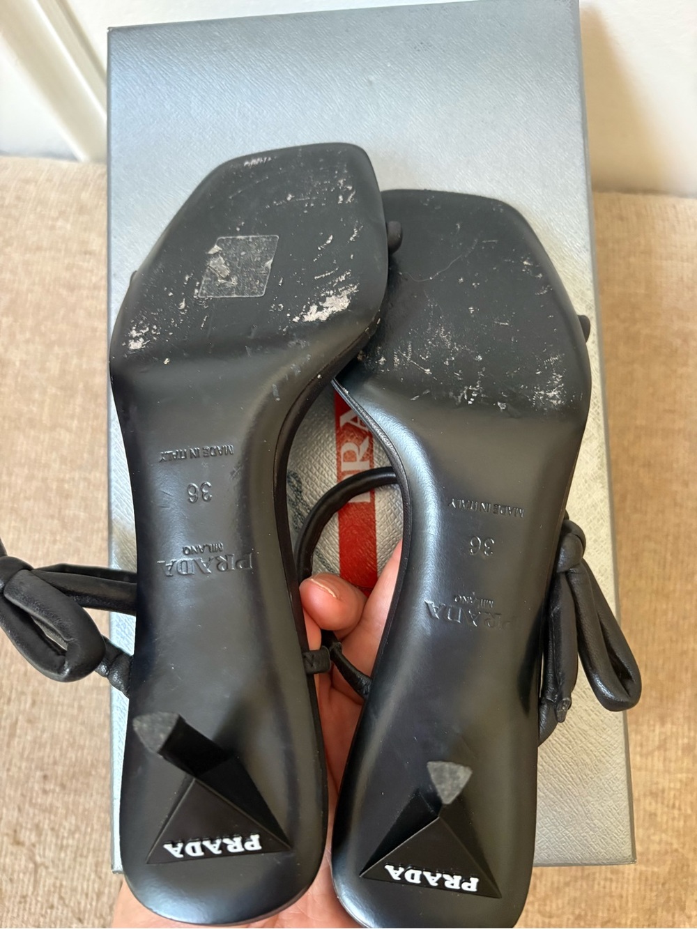 Prada triangle logo strap sandals kitten heels - Picture 7 of 8